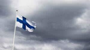 Finnish flag waving in the breeze